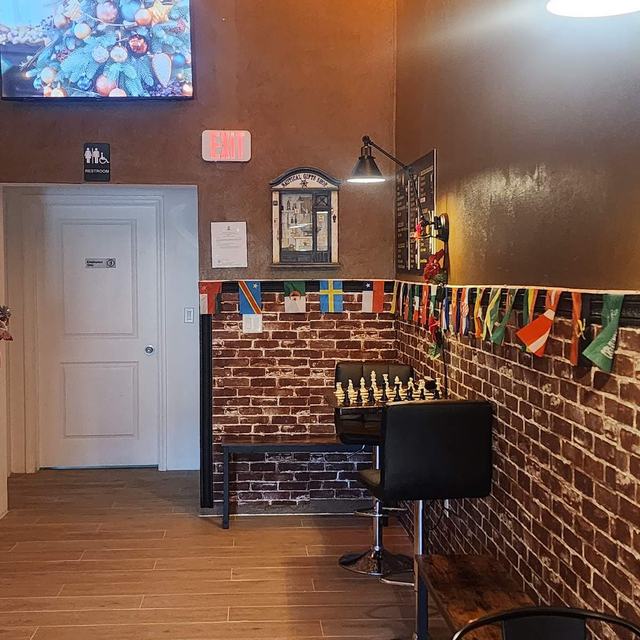 Seating by the brick wall